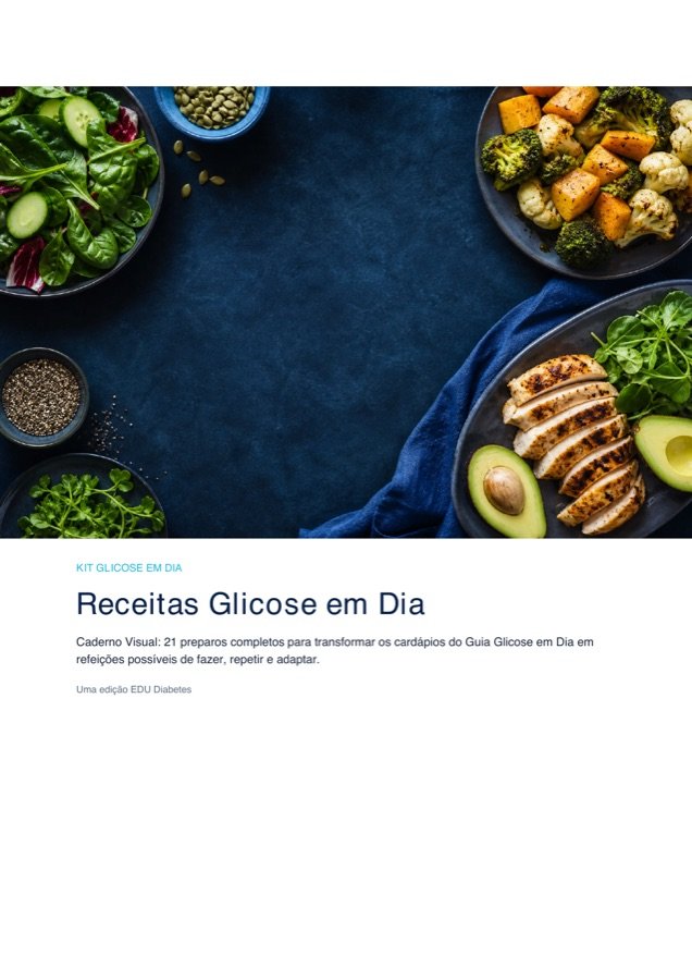 Capa do caderno visual Receitas Glicose em Dia