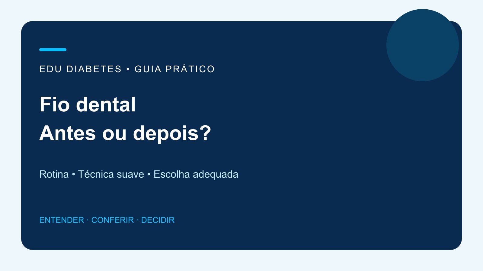 Arte editorial sobre a ordem do fio dental e da escovação, com foco na rotina de higiene.