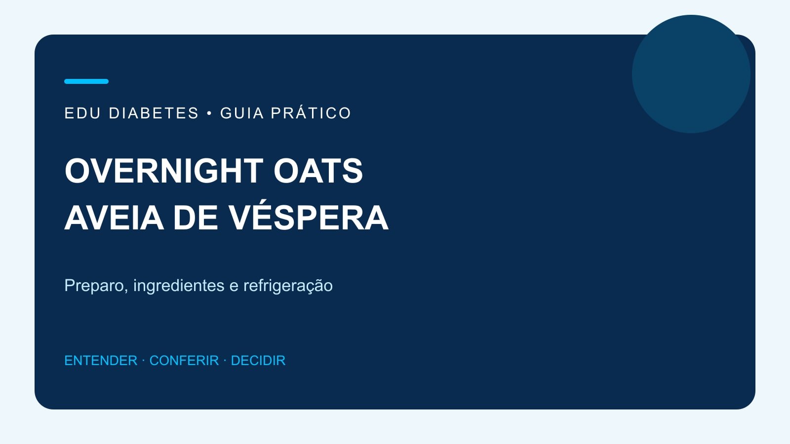 Arte editorial sobre preparo de overnight oats com aveia, ingredientes e refrigeração.