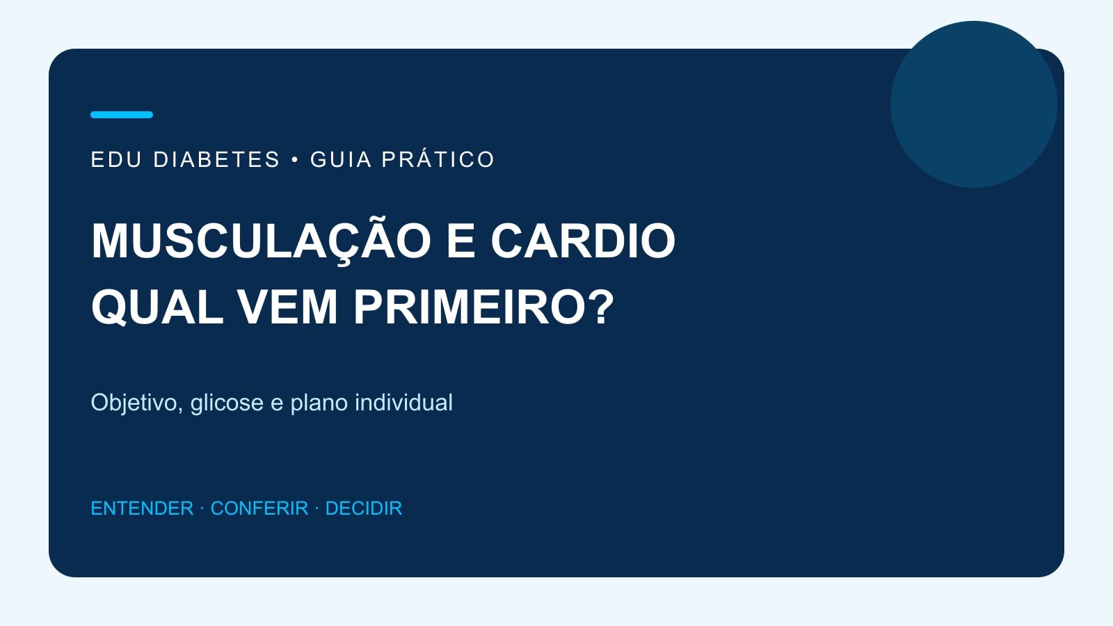 Arte editorial sobre a ordem entre musculação e cardio e cuidados no diabetes.