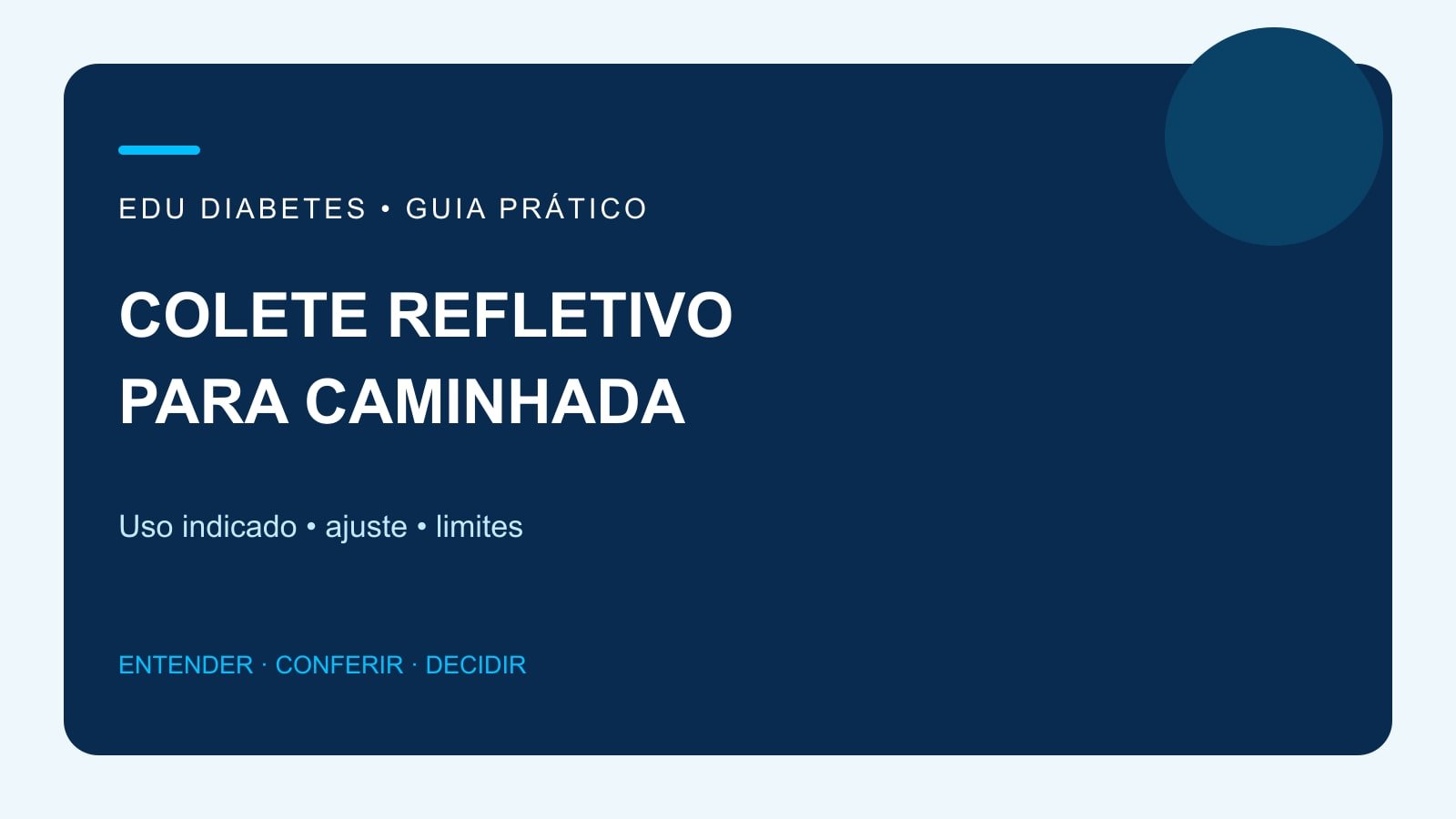 Arte editorial sobre colete refletivo para caminhada, ajuste, visibilidade e limites de segurança.