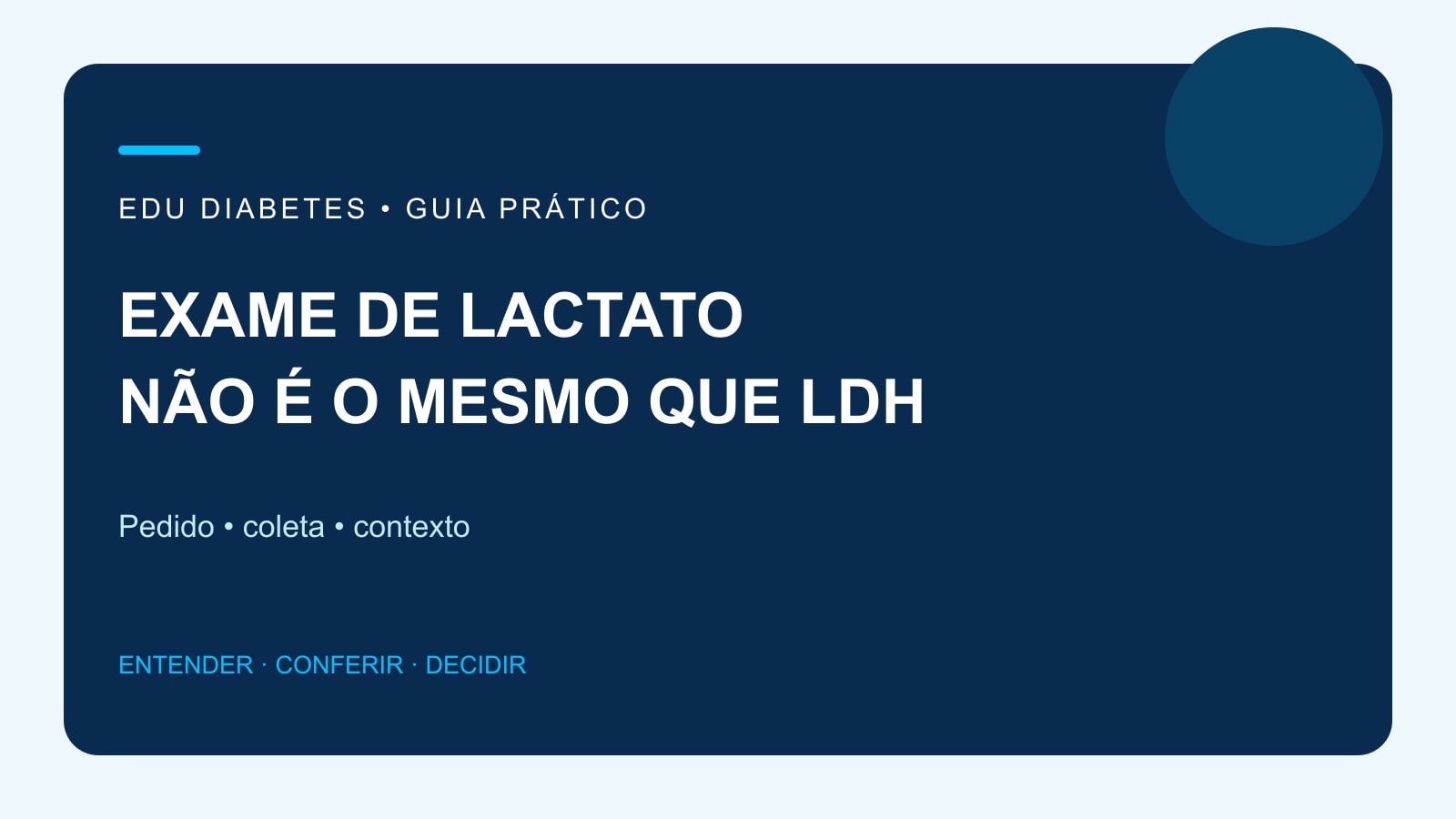 Arte editorial distinguindo exame de lactato de dosagem da enzima LDH.