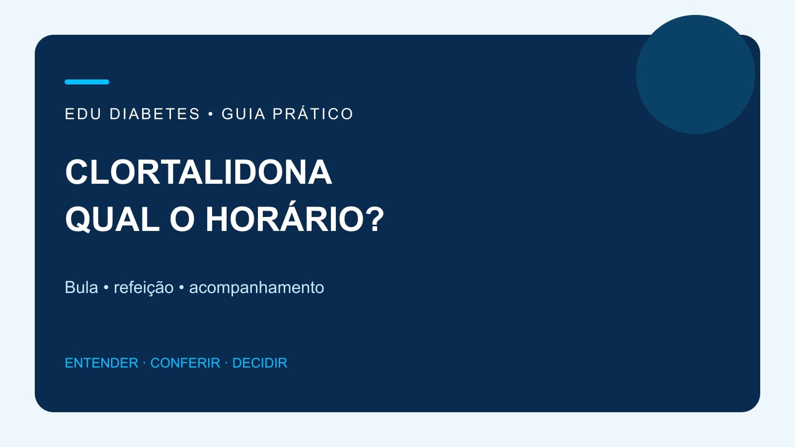 Arte editorial sobre clortalidona, refeição e horário prescrito.
