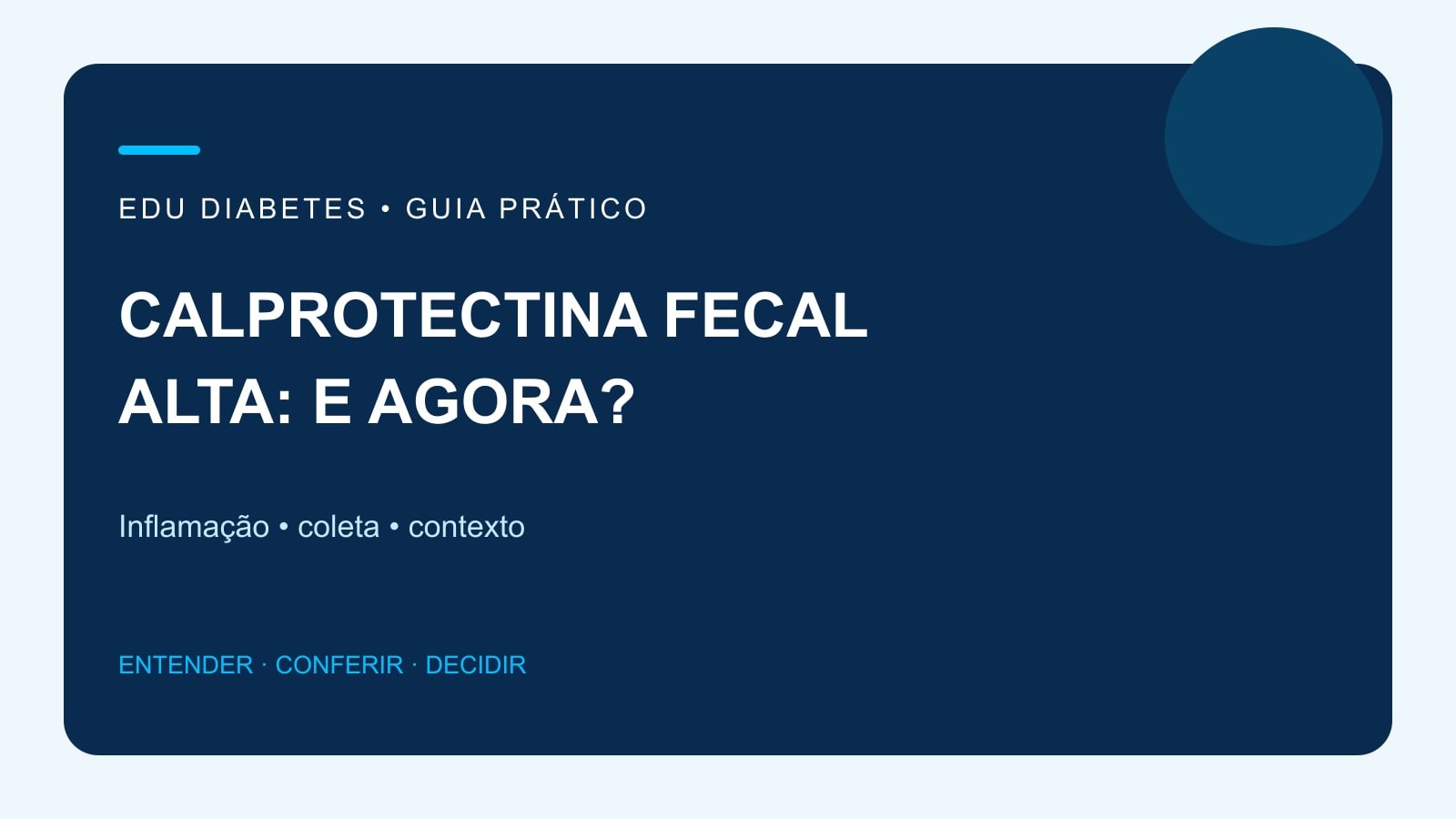 Arte editorial sobre calprotectina fecal, coleta e interpretação do exame.