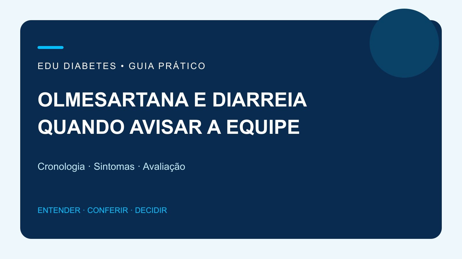 Arte editorial sobre olmesartana, diarreia persistente e avaliação da equipe.