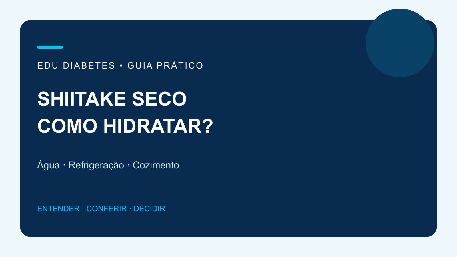 Arte editorial sobre hidratação refrigerada de shiitake seco antes do cozimento.