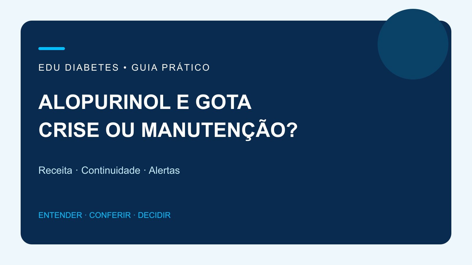 Arte editorial sobre alopurinol, crise de gota e tratamento contínuo.