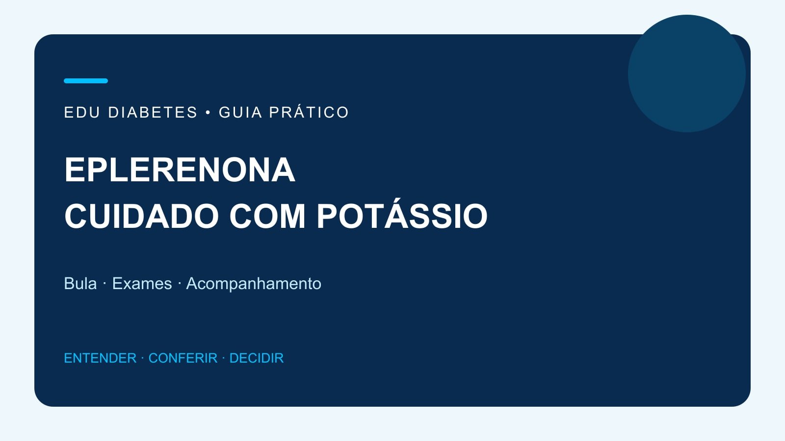 Arte editorial sobre eplerenona, potássio e acompanhamento profissional do tratamento.