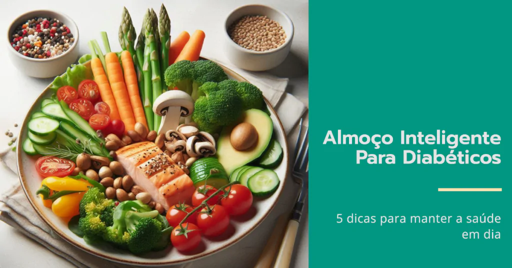 5 Dicas de Almoço Inteligente para Diabéticos. Este artigo apresenta 5 dicas de almoço inteligente para diabéticos, focando em estratégias alimentares para auxiliar no controle da glicemia. As dicas incluem priorizar carboidratos de baixo índice glicêmico, como grãos integrais e leguminosas; incluir proteínas magras, como carnes brancas e peixes; aumentar o consumo de vegetais e folhas verdes ricos em fibras; utilizar gorduras saudáveis, como azeite de oliva e oleaginosas; e controlar as porções utilizando balanças de cozinha. Além disso, o artigo oferece receitas saudáveis, dicas adicionais e enfatiza a importância de uma alimentação equilibrada para o gerenciamento do diabetes.